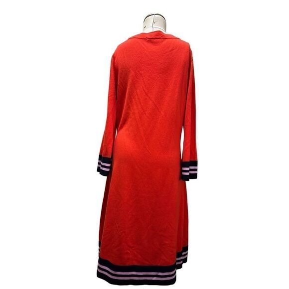 BODEN Trudy Knitted Wool Blend Dress Red Blue Knee Length Bell Sleeve Size 12 - Picture 5 of 12